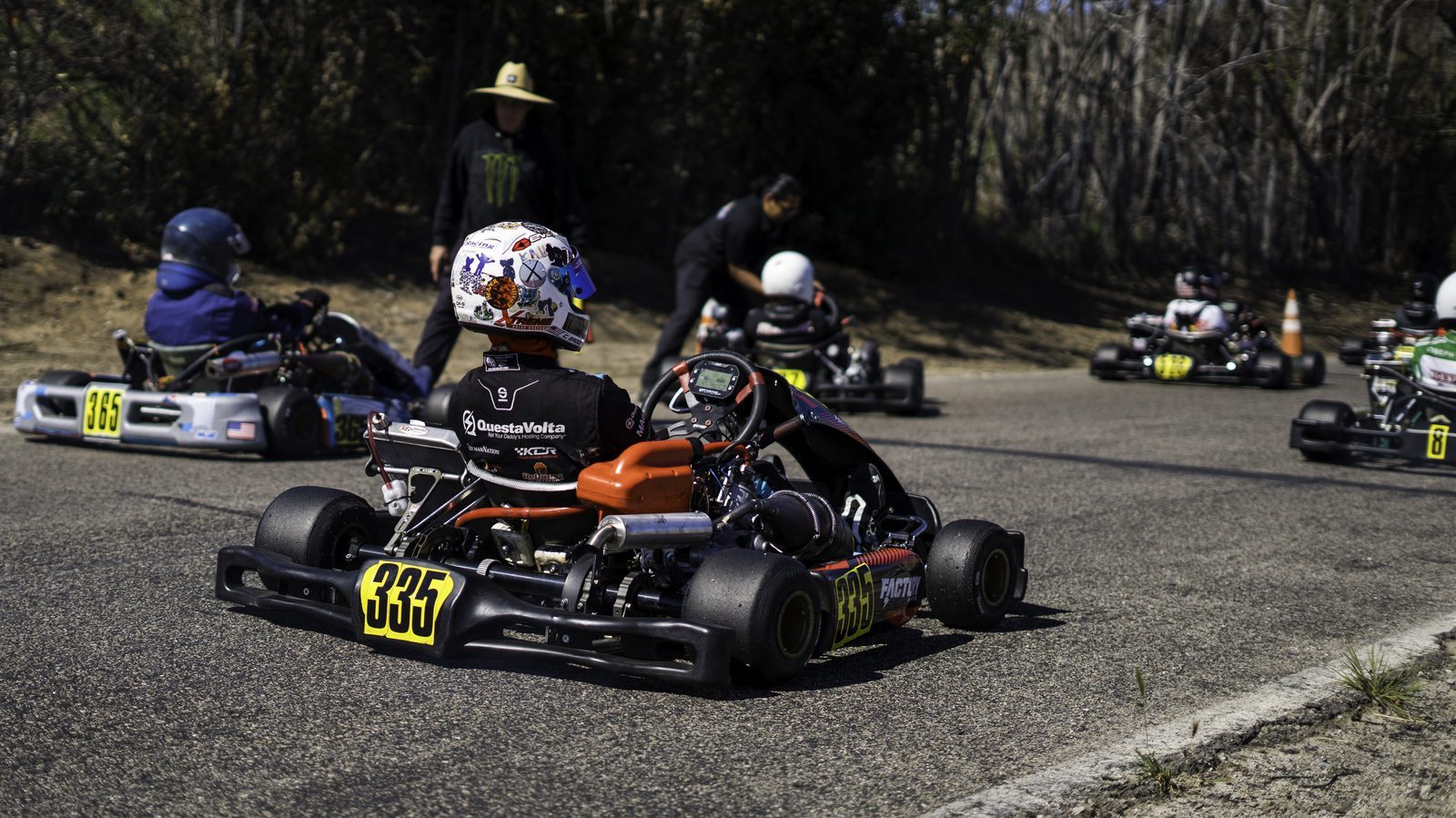 Kart 335 rolling out ahead of the field